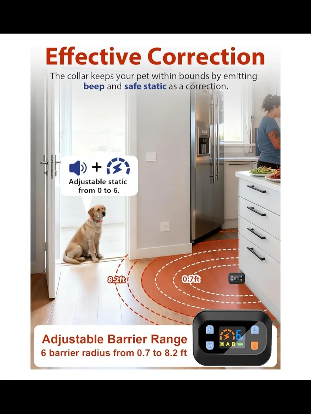 Wireless Pet Barrier Receiver Collar with Red Strap
